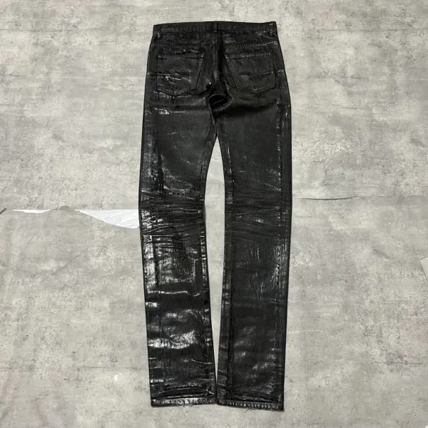 Rick Owens DRKSHDW Black Glossy Distressed Jeans - 4