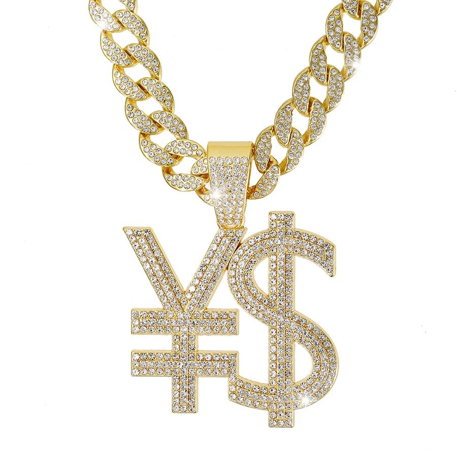 Design Currency Symbol Pendant Necklace Gold Jewelry - 6
