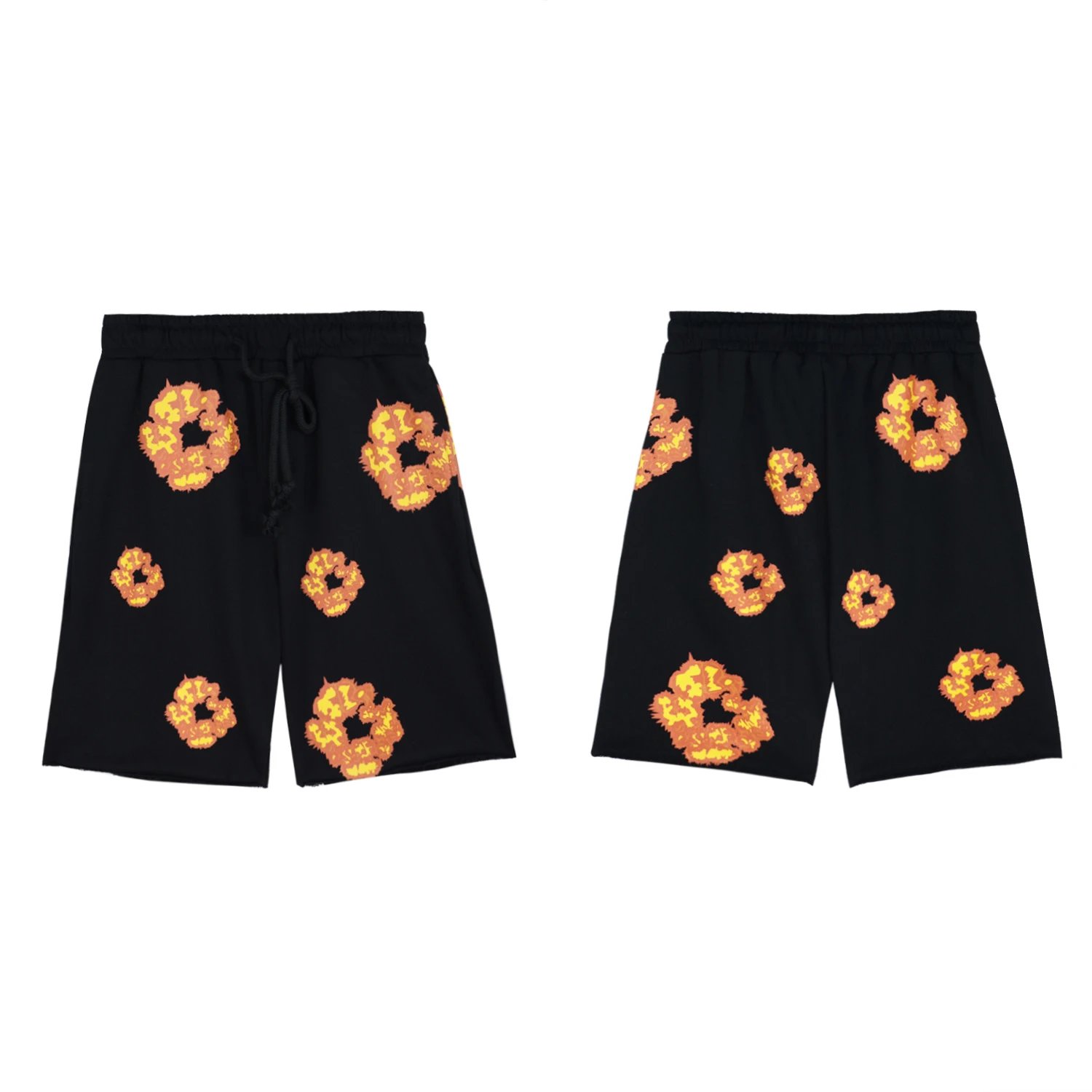 Design Pixel Flame Print Drawstring Shorts White - 2