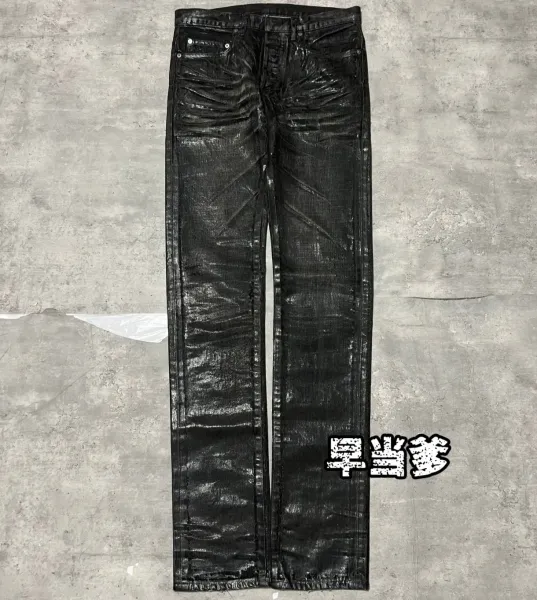 Rick Owens DRKSHDW Black Glossy Distressed Jeans - 3