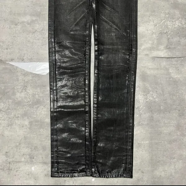 Rick Owens DRKSHDW Black Glossy Distressed Jeans - 6