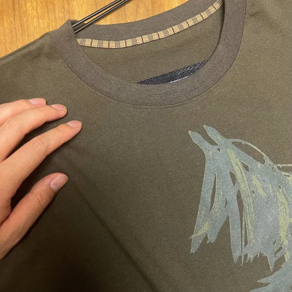 Design Palm Leaf Print Olive Green T-Shirt - 6