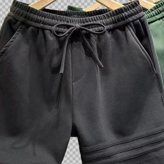 Three-stripe drawstring knitted five-point athletic shorts - rep szorty