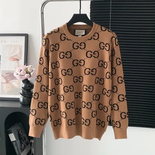 Gucci GG Monogram Knit Sweater Beige - 1