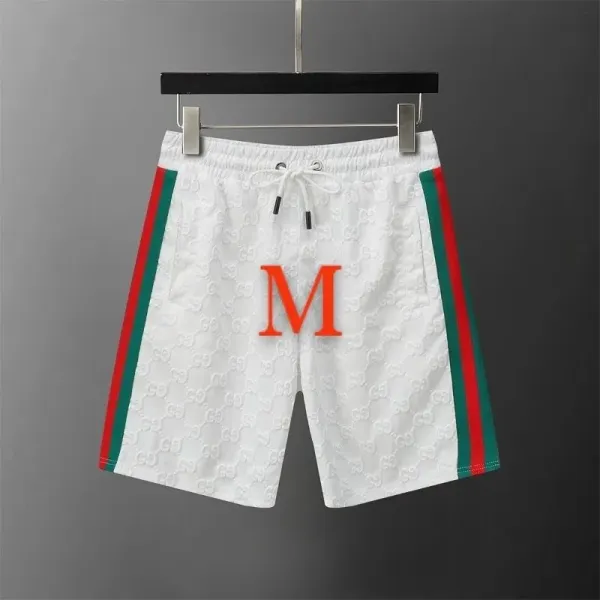 Gucci GG Monogram Swim Shorts White with Red-Green Web Stripes - 1
