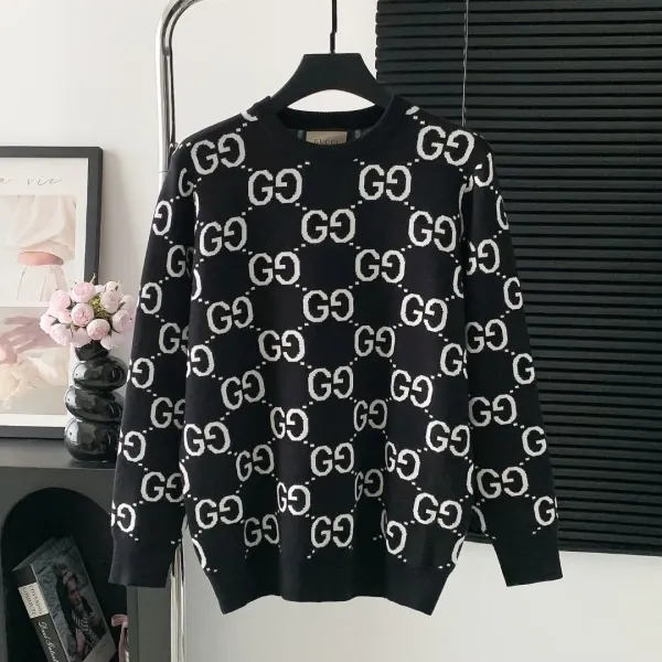 Gucci GG Monogram Knit Sweater Black - 1