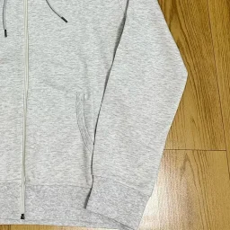 thumbnail for Double-faced fabric zip-up hooded top