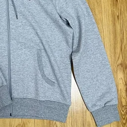 thumbnail for Double-faced fabric zip-up hooded top