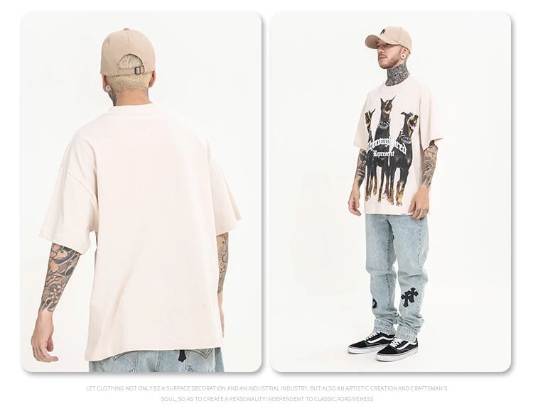 Thormaybred Represent Doberman Print Beige T-Shirt - 16