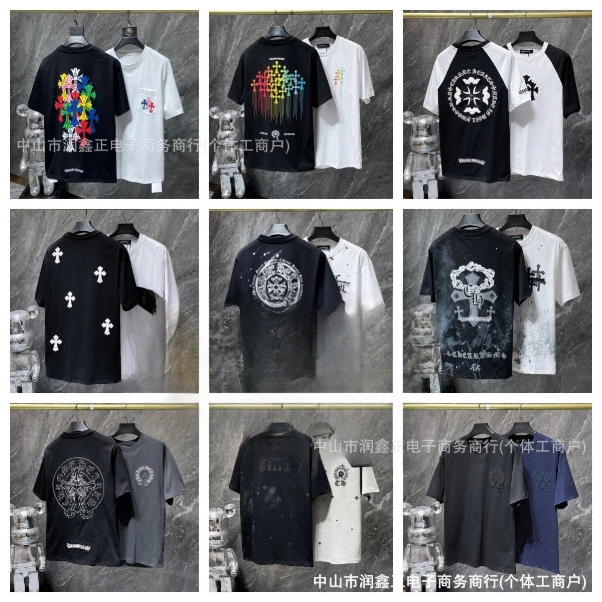 Men's Fashion T-Shirts with Unique Cross and Symbol Designs - 133386