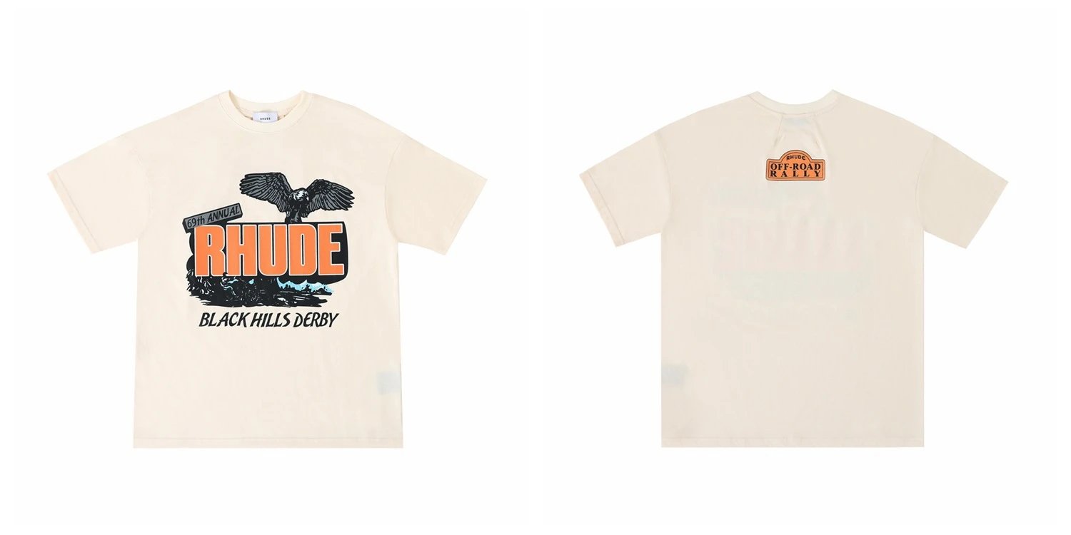Rhude Leopard Print Graphic T-Shirt Beige - 11