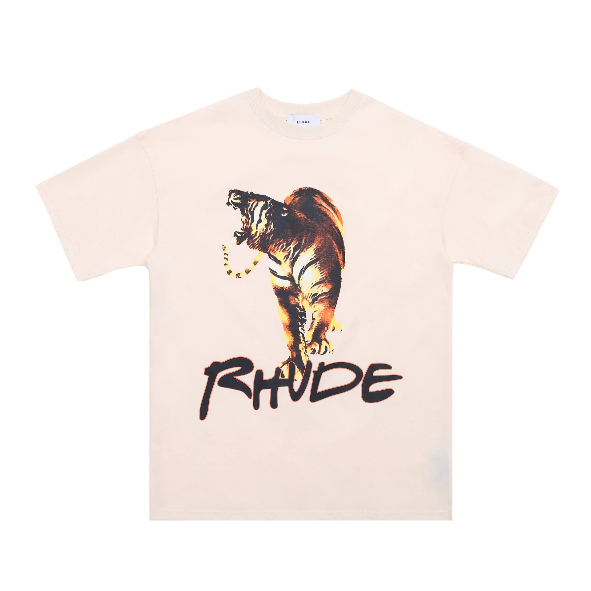 Rhude Leopard Print Graphic T-Shirt Beige - 26
