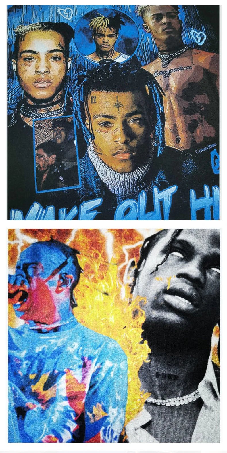 Design XXXTentacion x Unknown Artist Acid Wash Graphic T-Shirt Black T-Shirts - 11