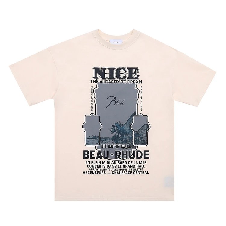Rhude Leopard Print Graphic T-Shirt Beige - 28