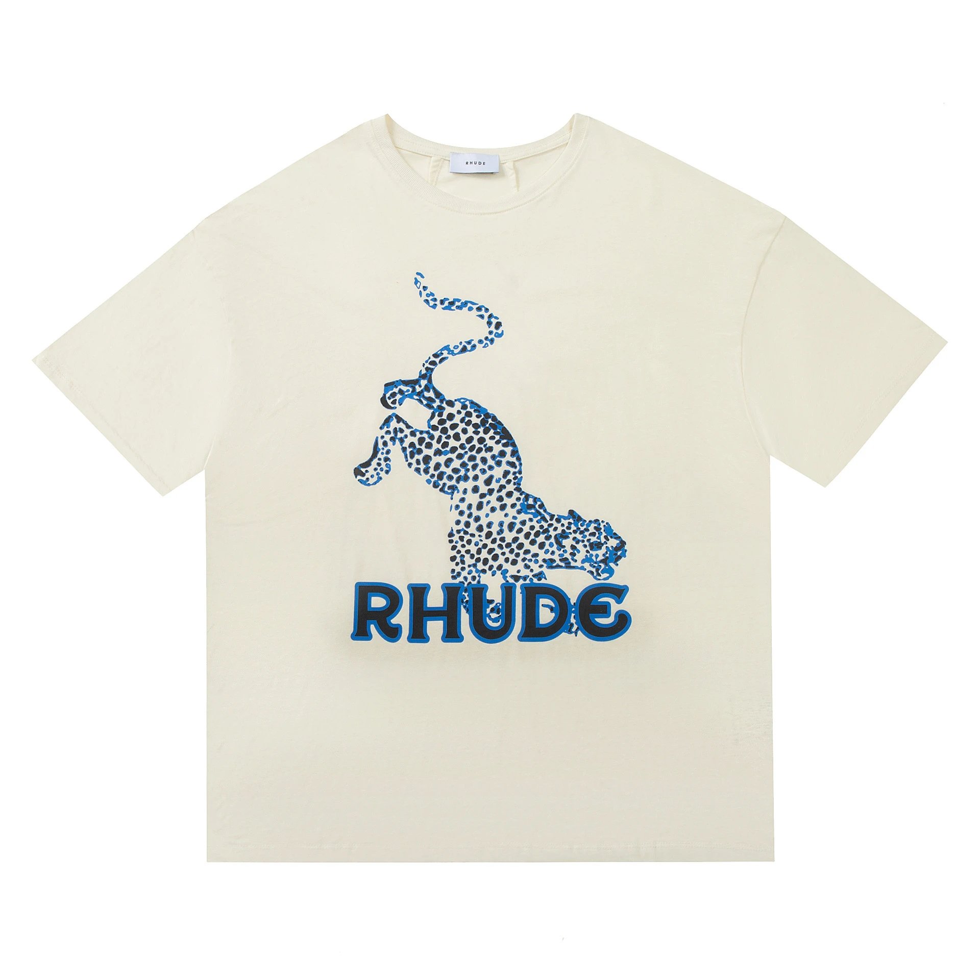 Rhude Leopard Print Graphic T-Shirt Beige - 36