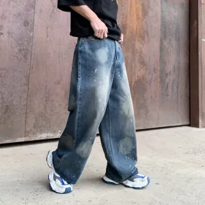 Design Wide-Leg Bleach-Splatter Denim Jeans