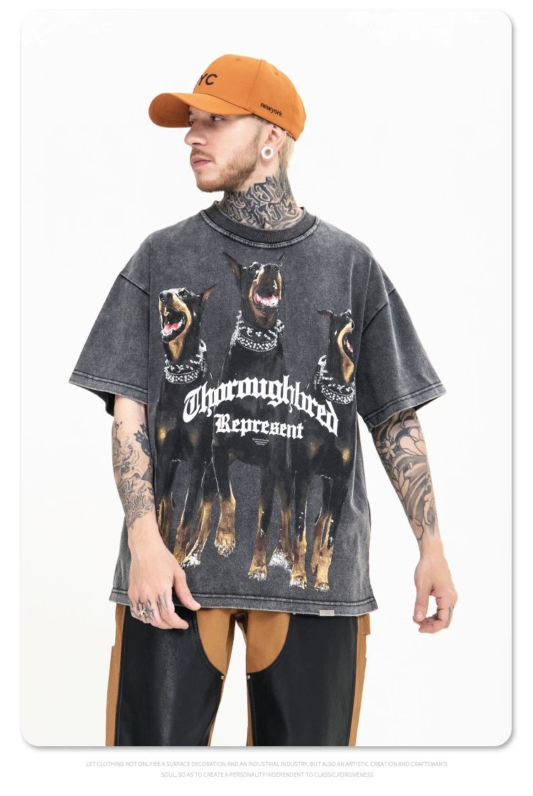 Thormaybred Represent Doberman Print Beige T-Shirt - 12