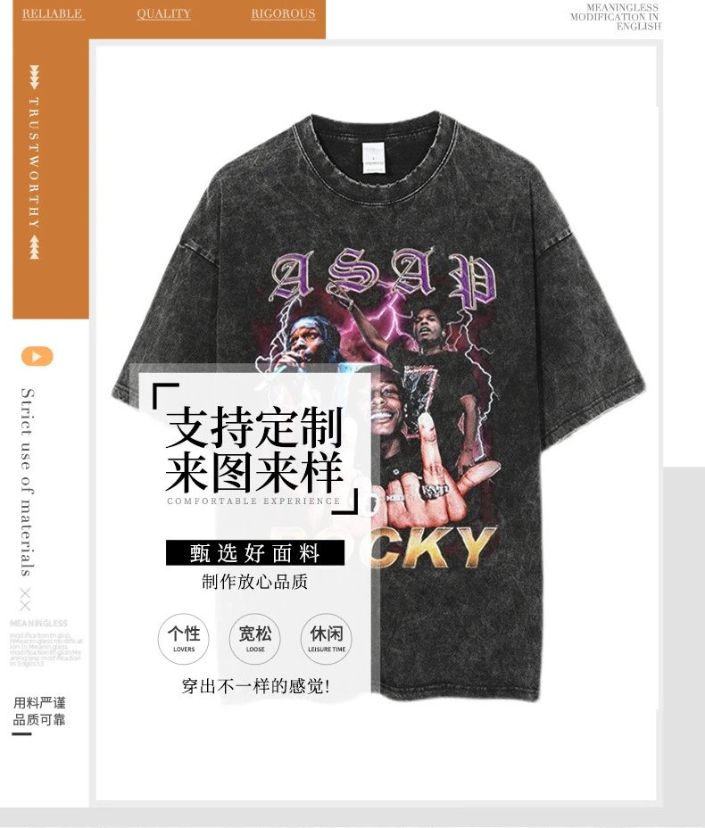 Design XXXTentacion x Unknown Artist Acid Wash Graphic T-Shirt Black T-Shirts - 2