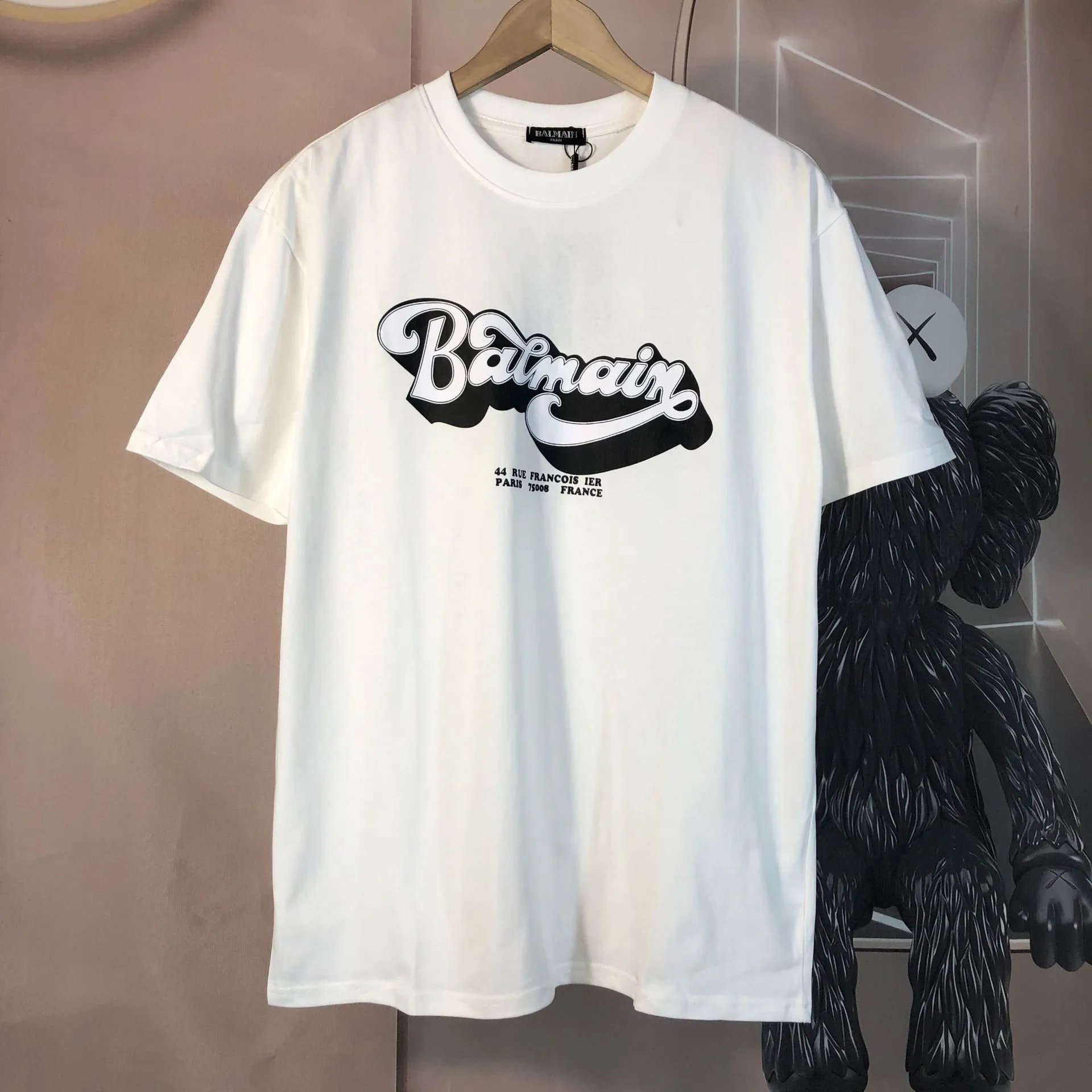 Balmain Script Logo White T-Shirt - 1