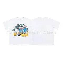 Design Tropical Palm Tree Print White T-Shirt - 1