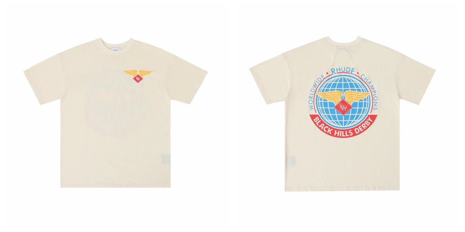 Rhude Leopard Print Graphic T-Shirt Beige - 12
