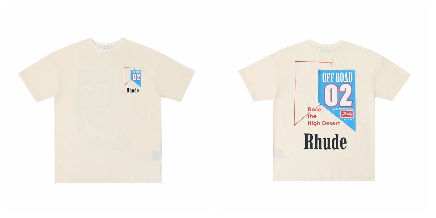 Rhude Leopard Print Graphic T-Shirt Beige - 10