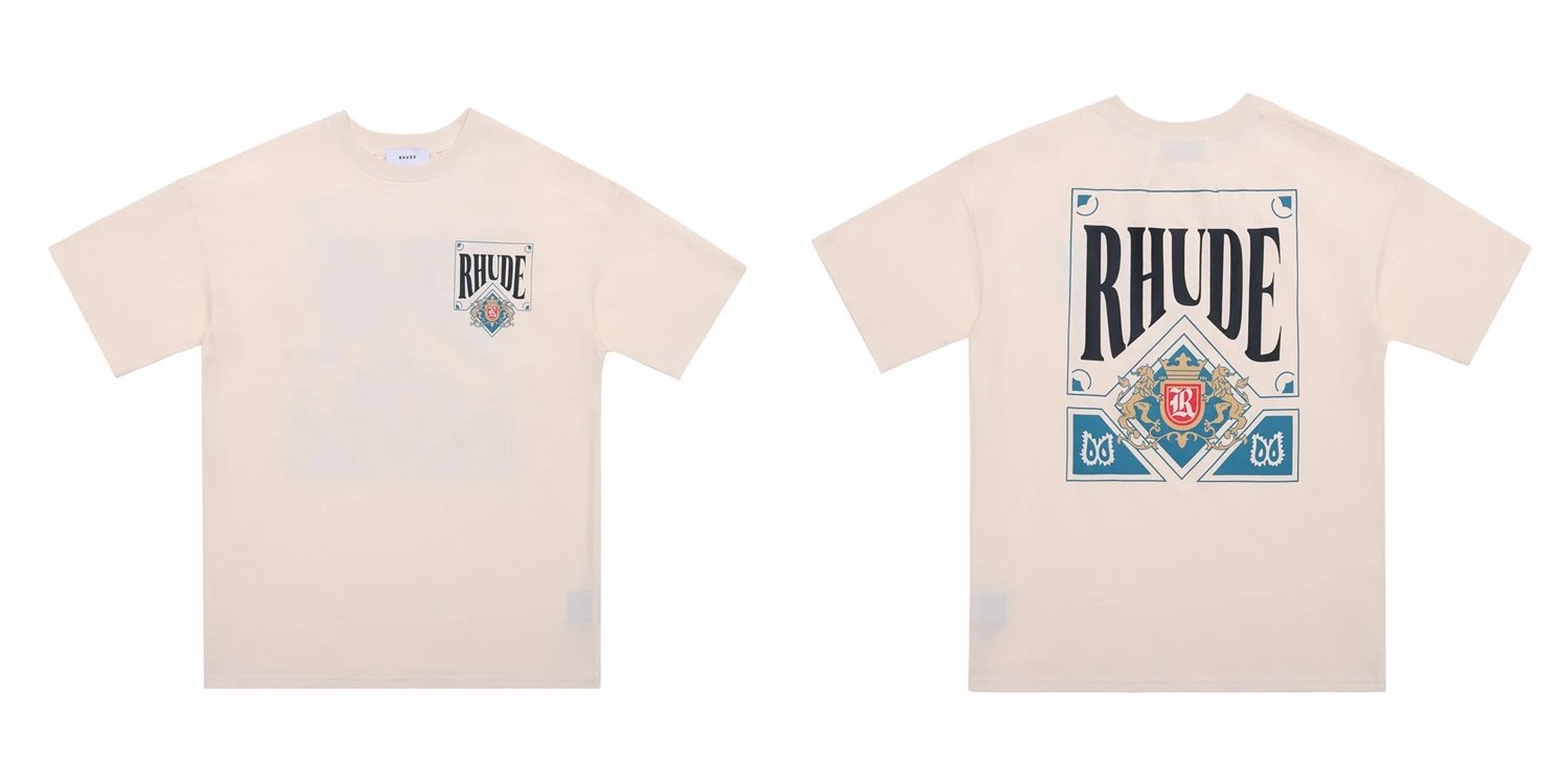 Rhude Leopard Print Graphic T-Shirt Beige - 25