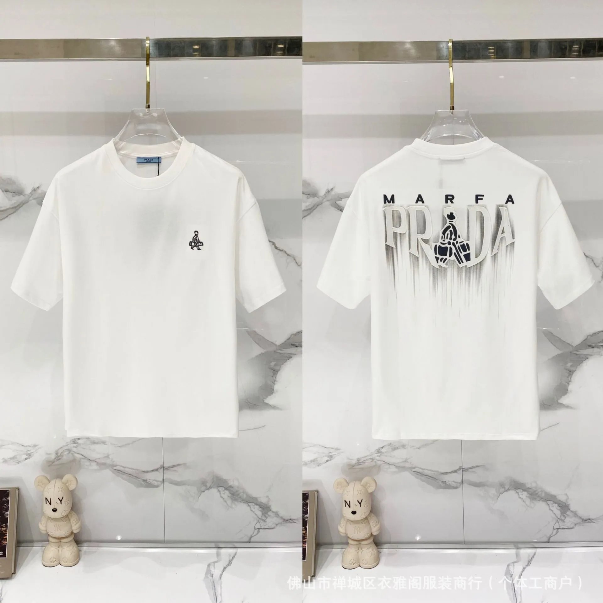 Prada T-Shirts Short-Sleeve Crewneck Logo T-Shirt image 4