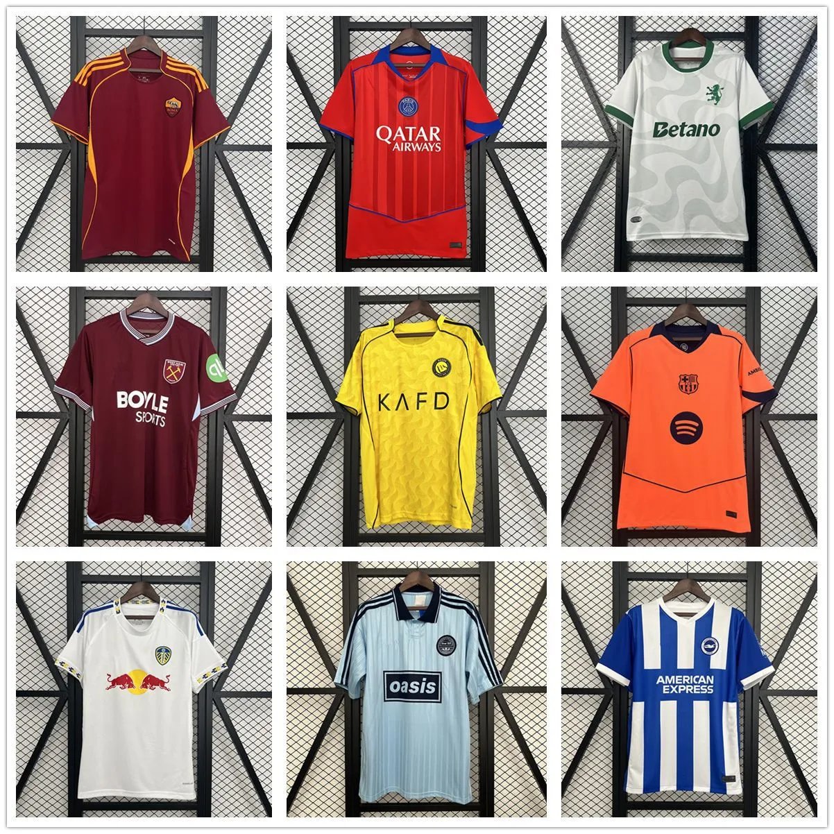 Assorted Football Club Jerseys in Various Colors and Styles