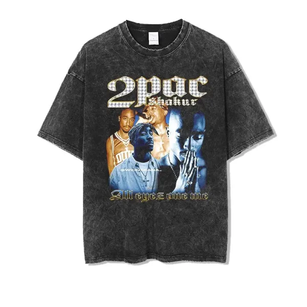 Design 2Pac All Eyez on Me Graphic Acid Wash T-Shirt T-Shirts - 1