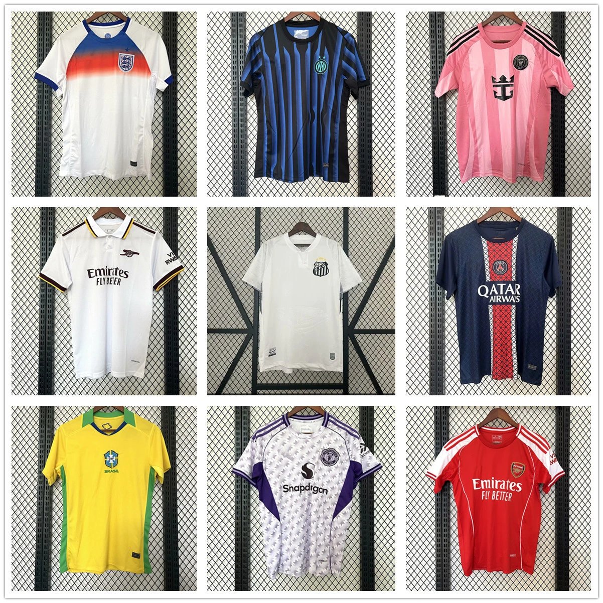 Assorted Football Club Jerseys in Various Colors and Designs