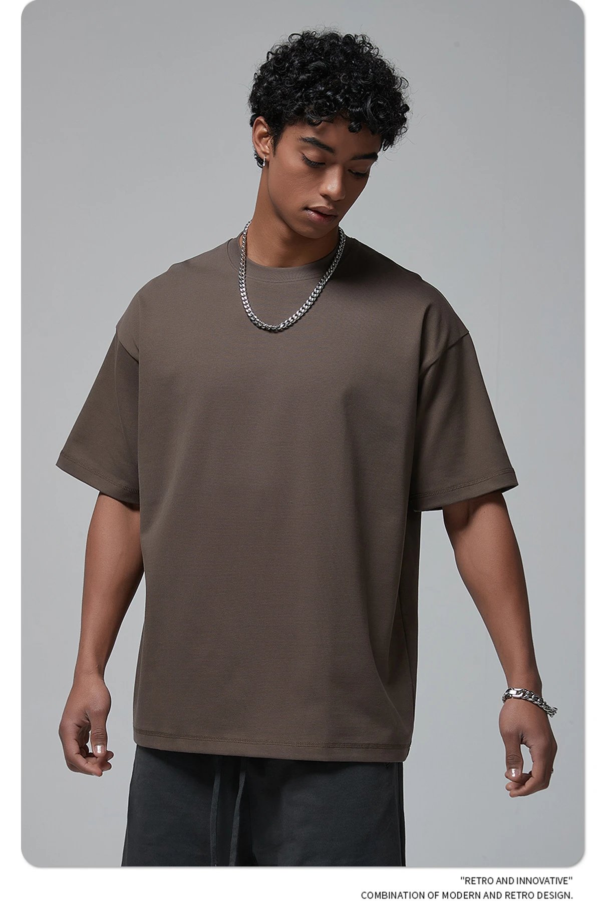 Arte Artie Master 385G Pure Cotton Oversized T-Shirt Dark Gray T-Shirts - 52