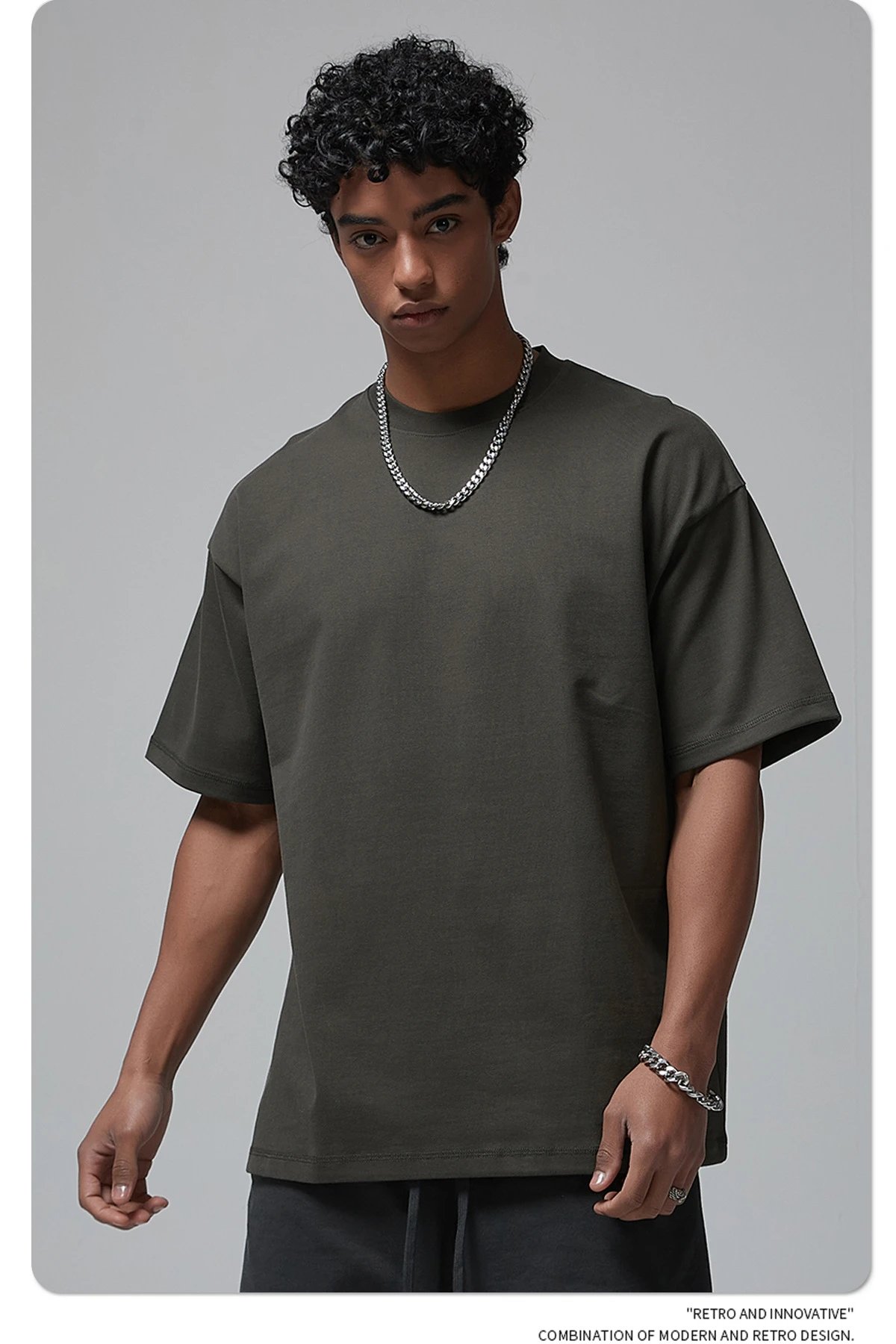 Arte Artie Master 385G Pure Cotton Oversized T-Shirt Dark Gray T-Shirts - 71
