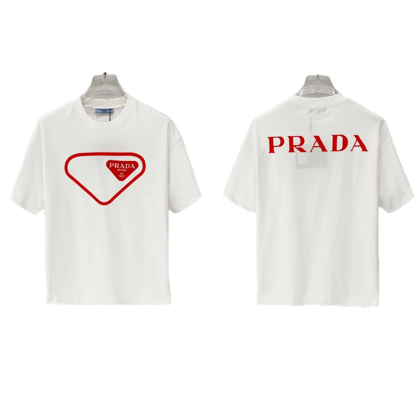 Prada T-Shirts Short-Sleeve Crewneck Logo T-Shirt image 5