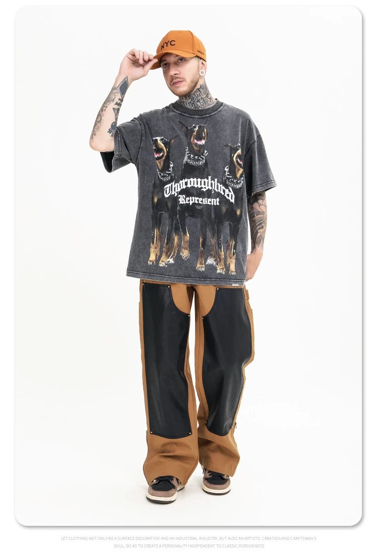 Thormaybred Represent Doberman Print Beige T-Shirt - 13