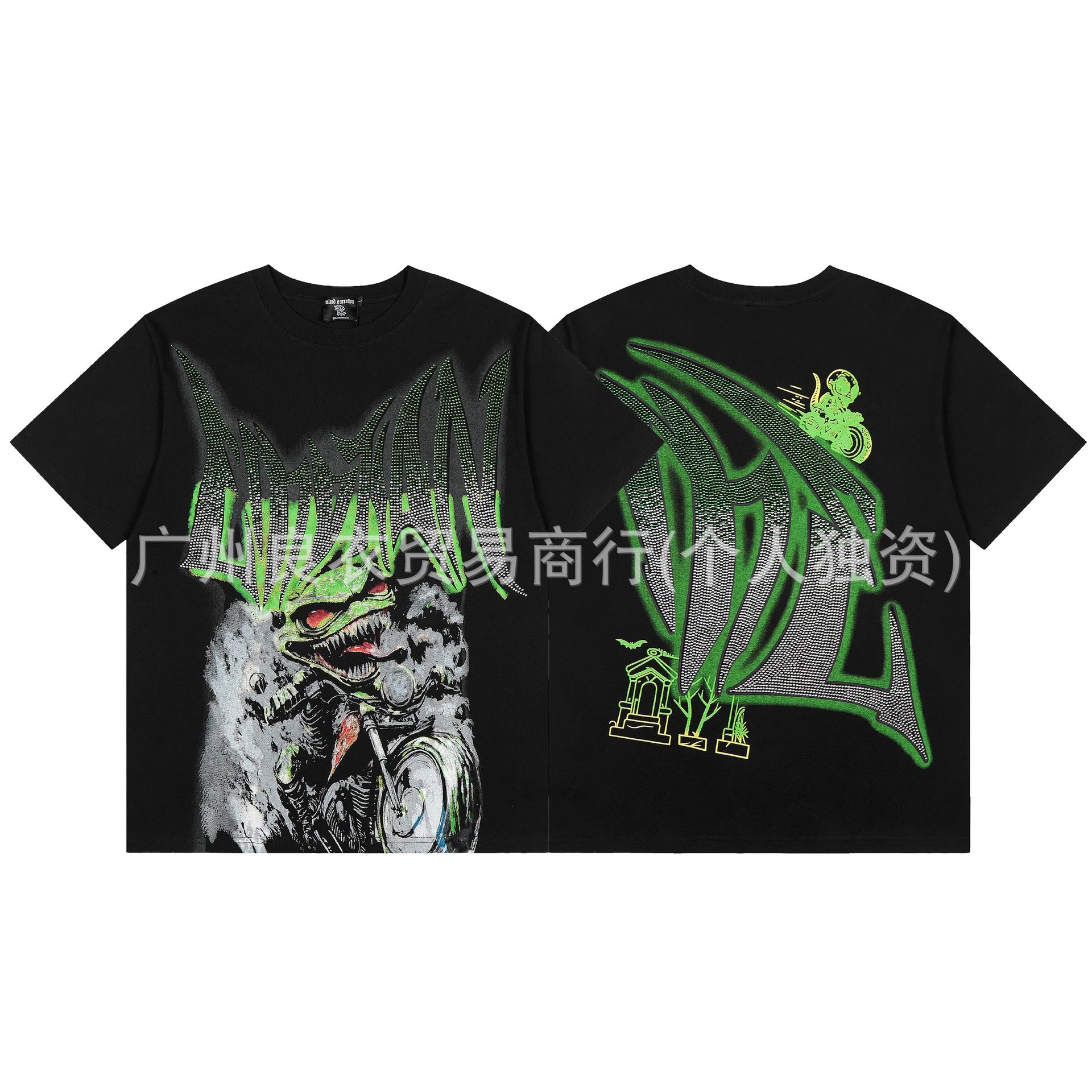 Design Mixed Emotion Graphic Print Studded T-Shirt White T-Shirts - 3