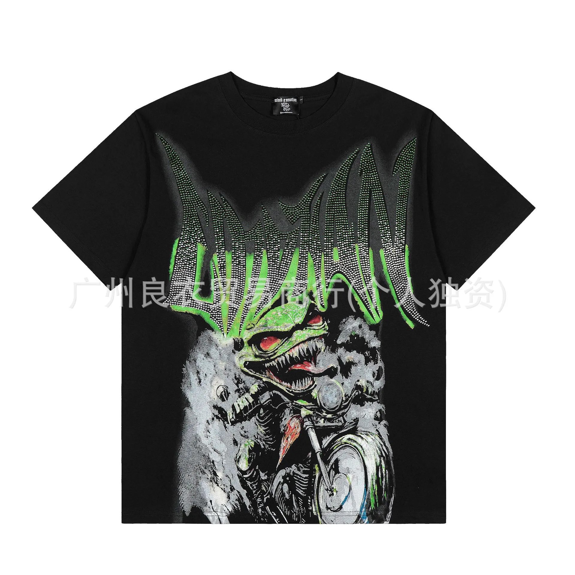 Design Mixed Emotion Graphic Print Studded T-Shirt White T-Shirts - 9