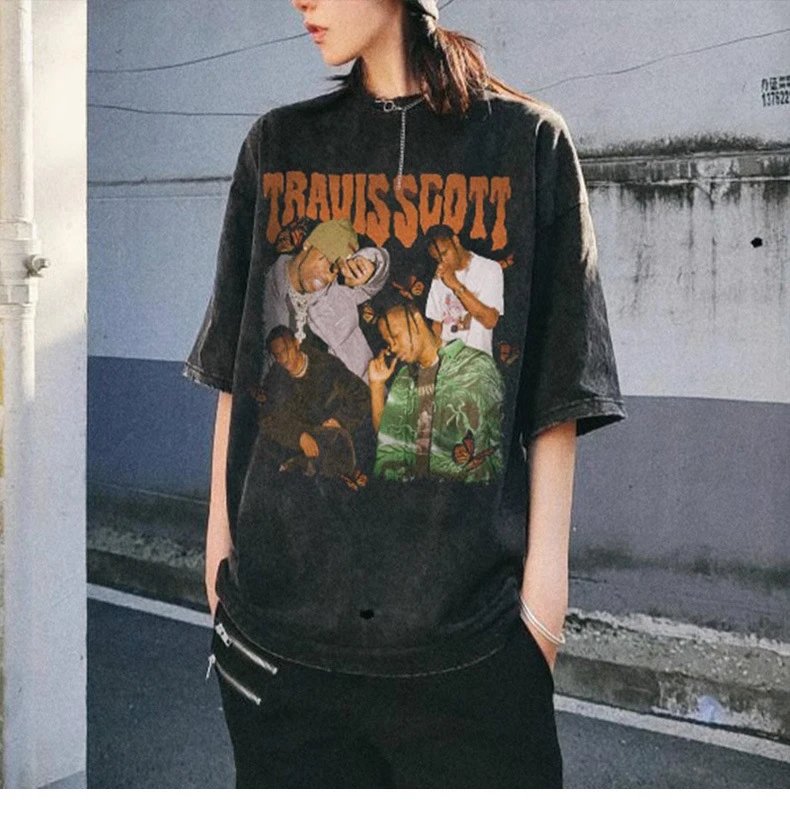 Design XXXTentacion x Unknown Artist Acid Wash Graphic T-Shirt Black T-Shirts - 6