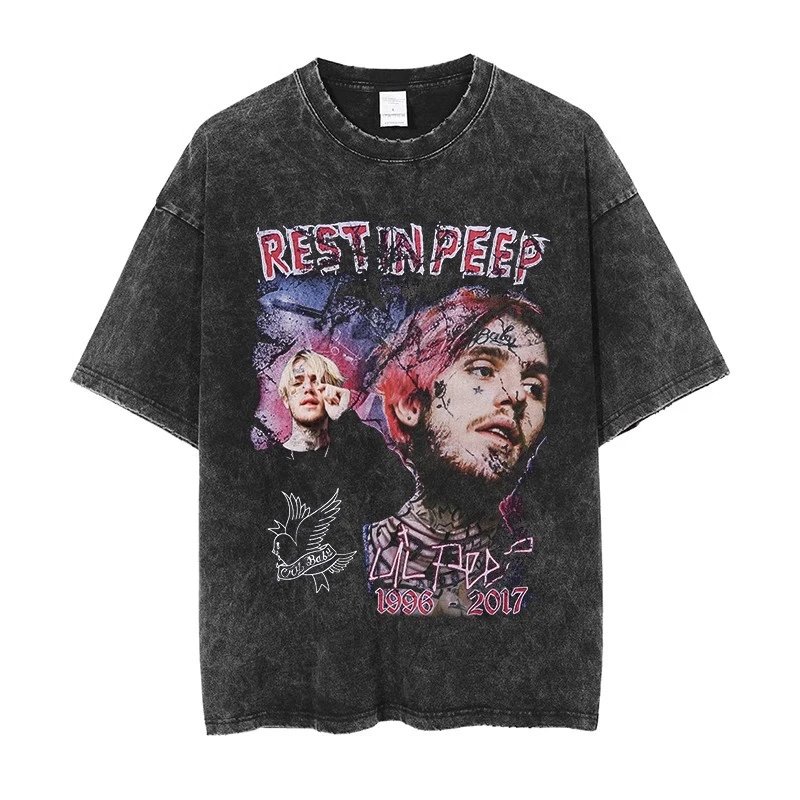 Design Lil Peep Tribute Acid Wash T-Shirt - 1