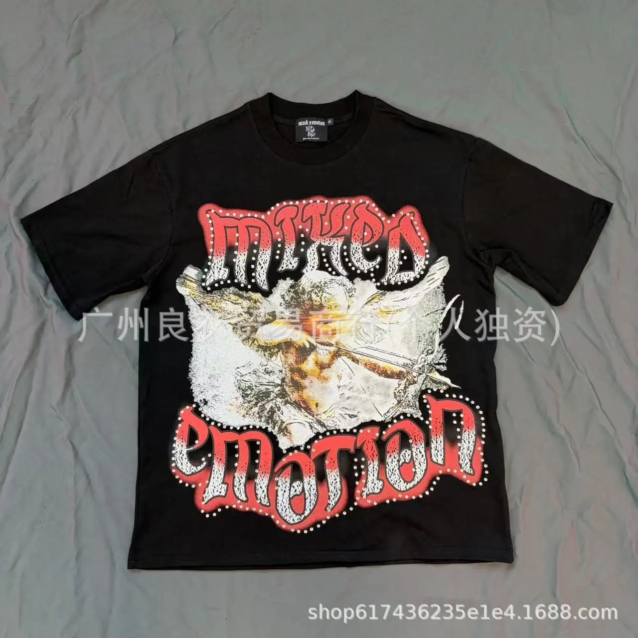 Design Mixed Emotion Wing Print Zip-Up Shirt Brown Shirt - 9