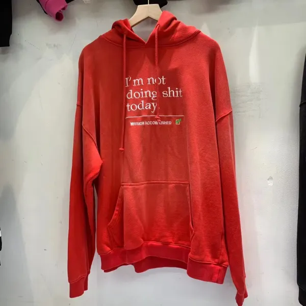 Design 'I'm Not Doing Shit Today' Distressed Black Hoodie - 51