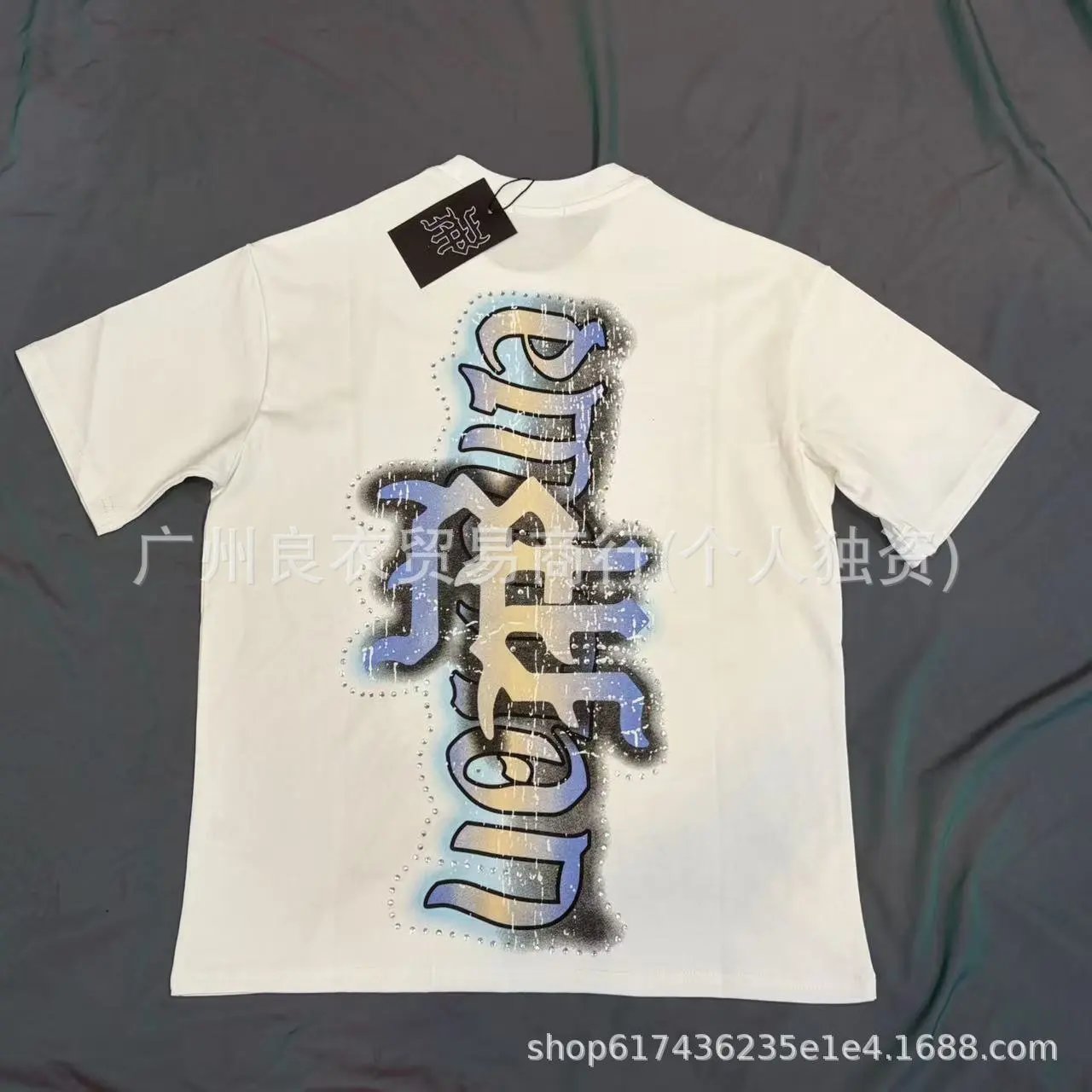 Design Mixed Emotion Angel Print Oversized T-Shirt White T-Shirts - 4