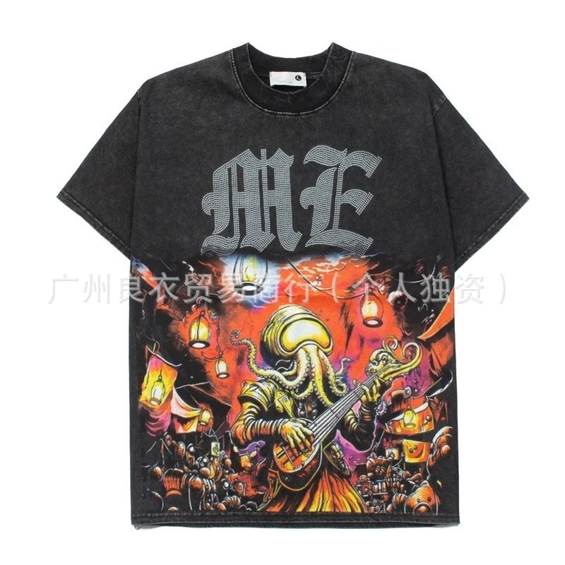 Design Emotion Graphic Print Distressed Black T-Shirt T-Shirts - 14