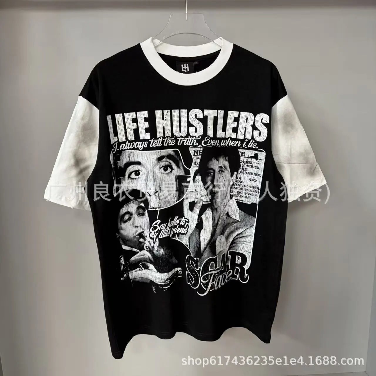 Design Life Hustlers Graphic T-Shirt Black / White - 1