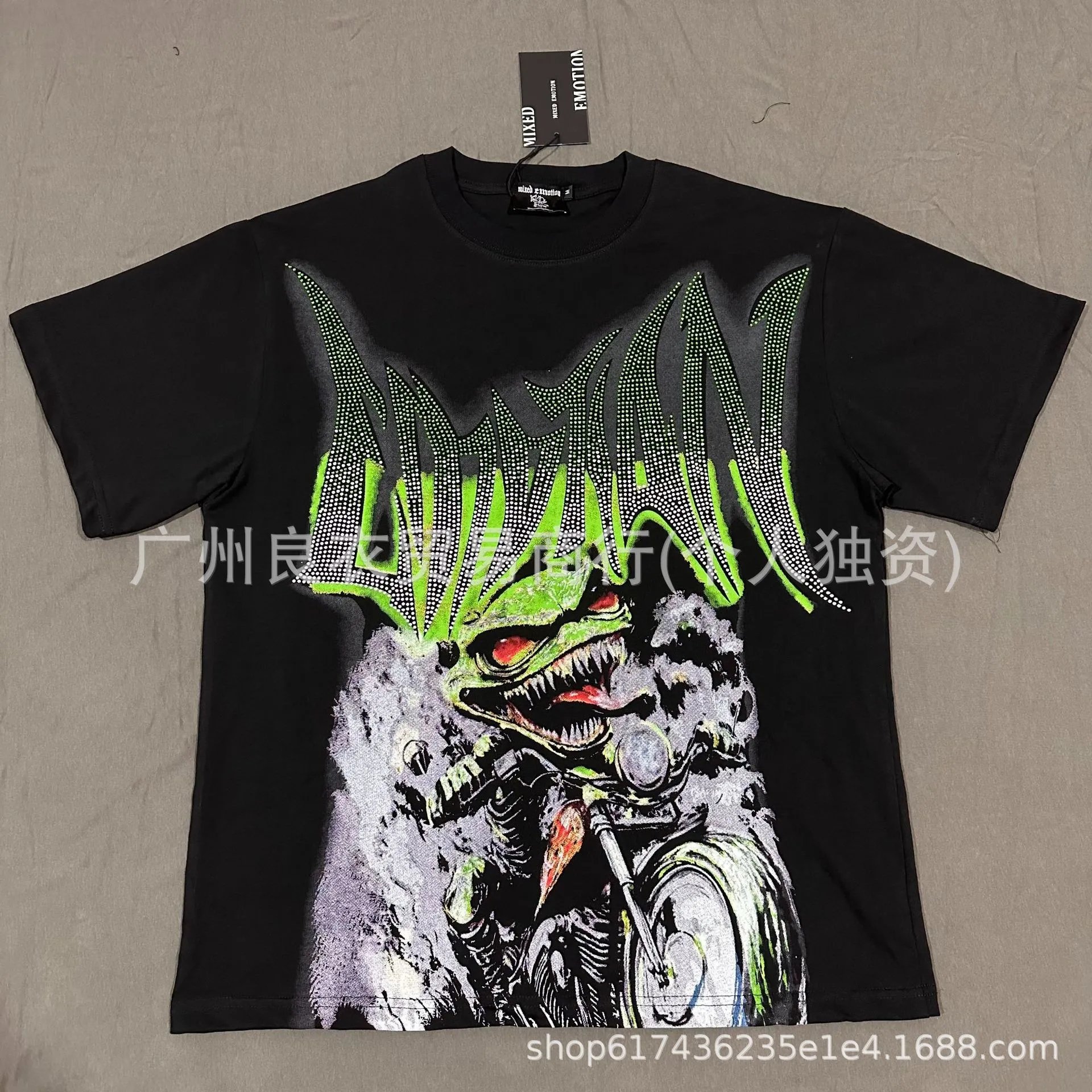 Design Mixed Emotion Graphic Print Studded T-Shirt White T-Shirts - 16