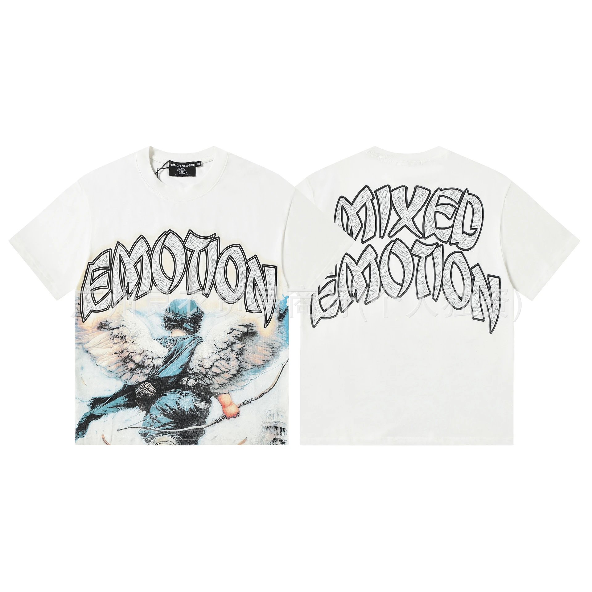 Design Mixed Emotion Alien Beach Print Beige T-Shirt T-Shirts - 3