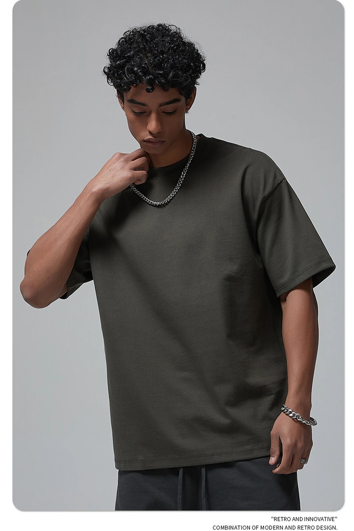 Arte Artie Master 385G Pure Cotton Oversized T-Shirt Dark Gray T-Shirts - 70