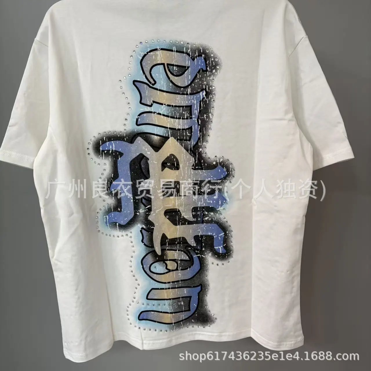 Design Mixed Emotion Angel Print Oversized T-Shirt White T-Shirts - 7