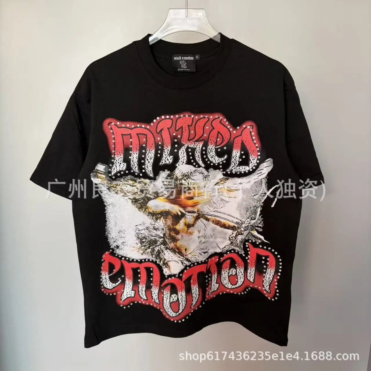 Design Mixed Emotion Wing Print Zip-Up Shirt Brown Shirt - 3