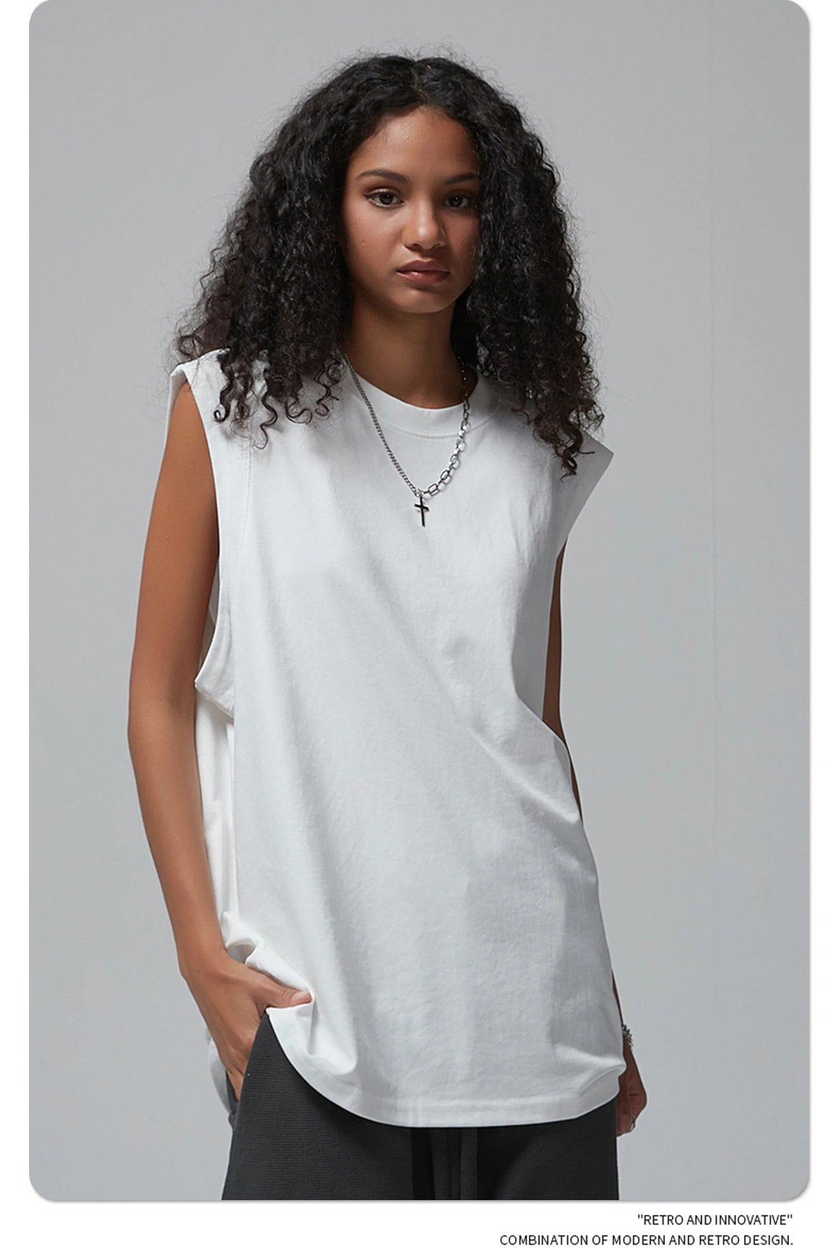 Arte Artie Master 190G Cotton Sleeveless Vest White Vest Top - 36